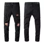 amiri jeans denim dirty indigo fire art patch noir